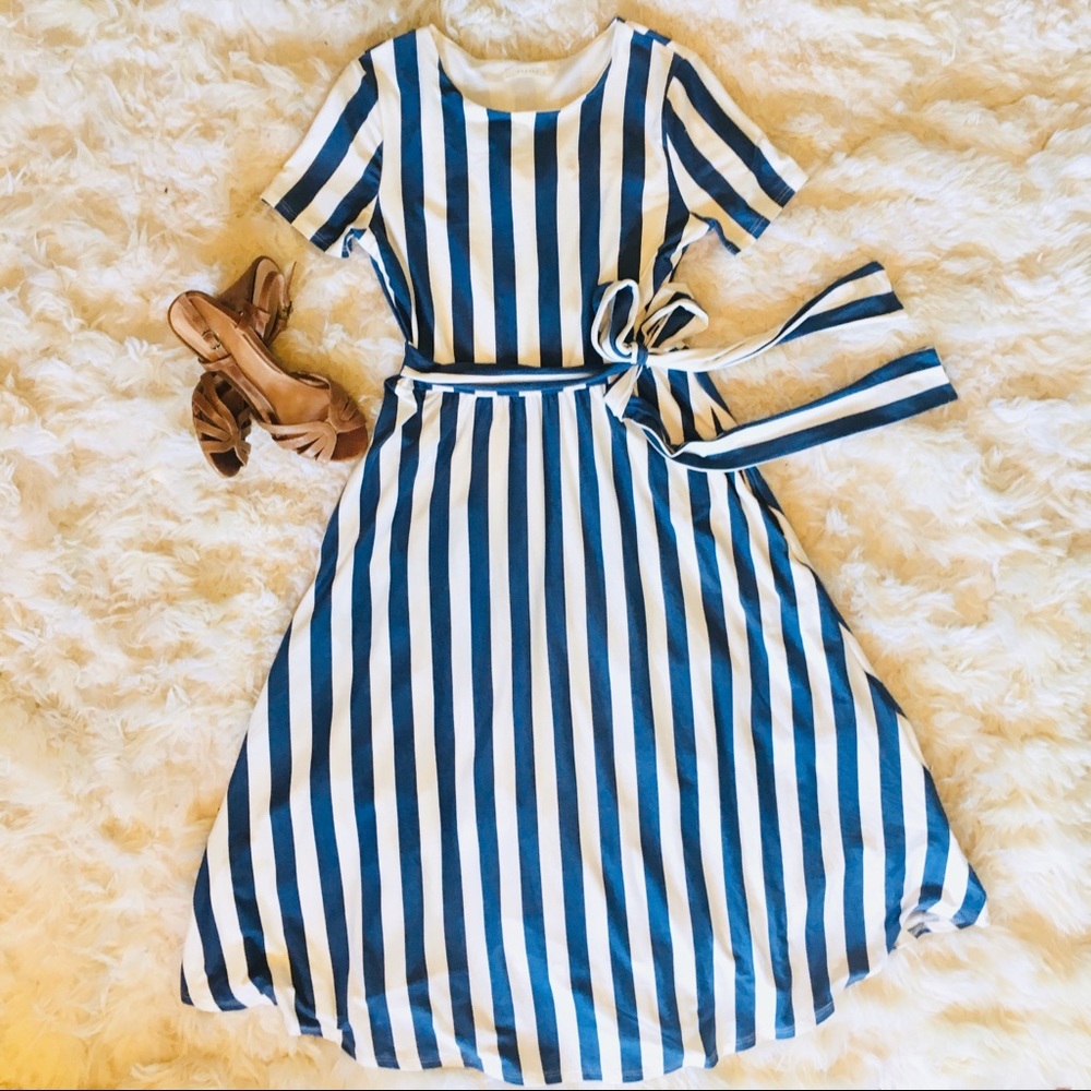 NWT.  Reborn J.  Dayten Striped Midi Dress